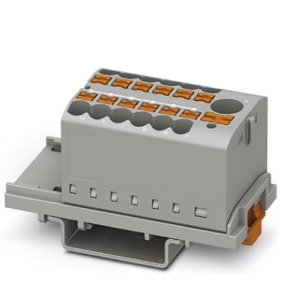 Phoenix Contact Finger-Safe Power Distribution Block; PTFIX 6/12X2.5-NS35 GY; 41A; 13-Pole; Push-In Terminals; 1/1 Line/Load Terminal Openings; DIN Rail - Crosswise Mount